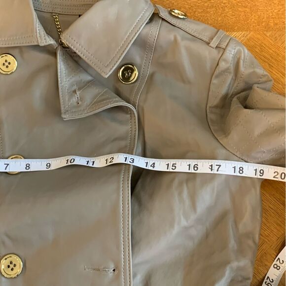 IMAN Gray Leather Double Breasted Trench Coat size Medium minimalist clean girl - Picture 12 of 14